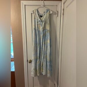 Blue and White Tiered Maxi Sundress